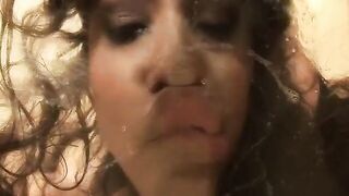 bushy pvc cunt with mouth first fucks herself into her holes until her jealous bf jizzes all over