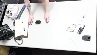 Blonde 19 yo Madi Collins get her unshaved cunt pounded inside Rion's office