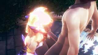 LOL Anime - Ahri And Syra 3Some with crazy sexy sex - Japanese oriental Manga Cartoon Sex Tape Game Porn