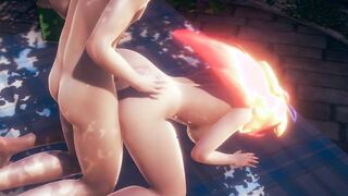 LOL Anime - Ahri And Syra 3Some with crazy sexy sex - Japanese oriental Manga Cartoon Sex Tape Game Porn