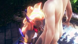 LOL Anime - Ahri And Syra 3Some with crazy sexy sex - Japanese oriental Manga Cartoon Sex Tape Game Porn