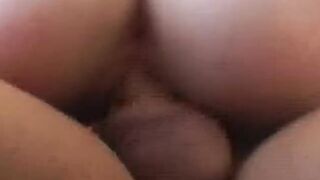 her little white melons shake wildly while he fucks her from behind