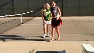 2 19 year old start dyke masturbation on tennis court