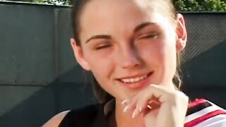 2 19 year old start dyke masturbation on tennis court