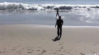 Adorable College sluts Lacy Pickup at Beach for First Casting Pounded