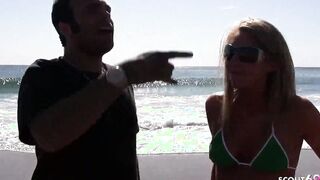 Adorable College sluts Lacy Pickup at Beach for First Casting Pounded