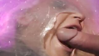 Wrapped inside plastic pretty blonde gets cum into her mouth