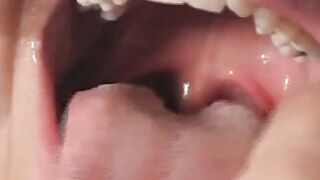 Wrapped inside plastic pretty blonde gets cum into her mouth
