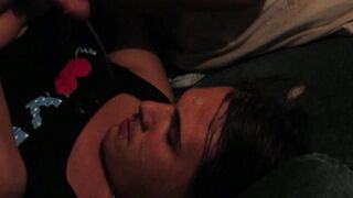goddess Hottie gets anal finger fuck prostate milking with face slapping kinky talking and spitting with long facial