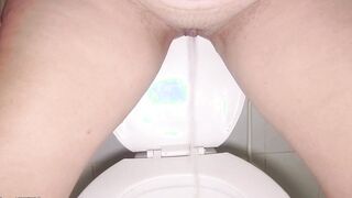 Goddess BBW cougar pissing standing into restroom