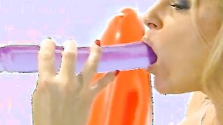 2 Bombshell big tit lesbians please their pussies with sex vibrators
