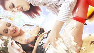Dirty Foodgames! Lusty milfs stuck cake up their pussys! -4K