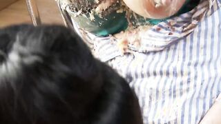 Dirty Foodgames! Lusty milfs stuck cake up their pussys! -4K