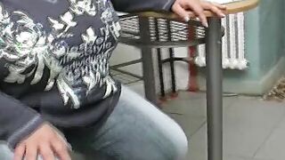 Wild and turned on German BBW dildoing her bald snatch