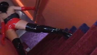 2 pvc dominas take each other rough into their holes