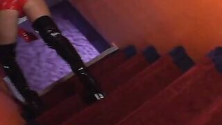 2 pvc dominas take each other rough into their holes