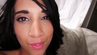Mia Hurley massages her long natural jugs