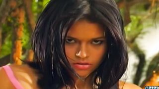 A beauty dark hair with tiny melons Enjoying extreme anal sex inside the garden