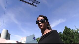 Cutie black hot Isabella trades sex for cash inside a public park