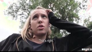 Natural blonde Czech sluts is picked up for outdoor sex