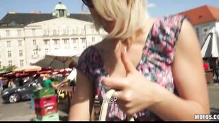 Blond Czech exhibitionist bounces her crazy sexy butt on a big-cock