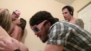College room pillow fight escalates inside full blown group sex party