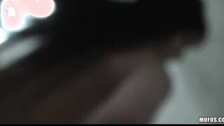 Vulgar big-tit dark hair 19 yo caught on tape fucks stranger's cock