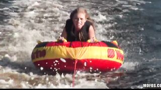 Blonde thot eighteen girlfriend fucks big hard penis public on boat
