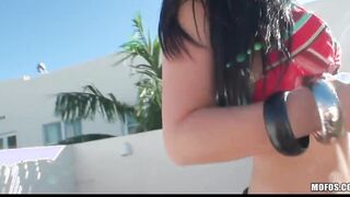 Big Booty Dark Haired Latina Mistress fucks hard dick after tanning