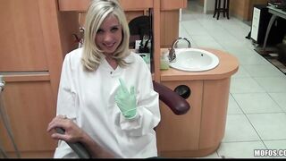 Beauty young dentist with gorgeous breasts fucks patient