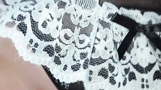 Stepsister clothed as a french maid for her bf,but he never showed up