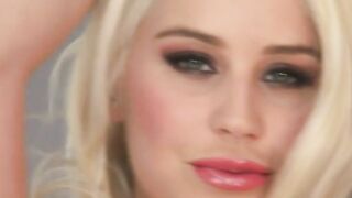 Gigantic-tit blonde Spencer Scotts shows off her panties and heels