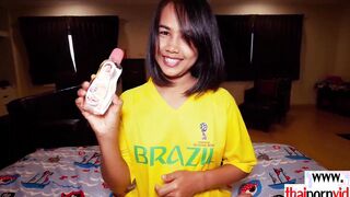 Skinny tiny titties amateur Thai teens Lily Koh having fun with saturated nuts