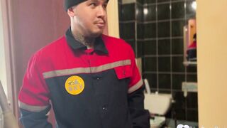 Lucky plumber fucking this dark hair sexy