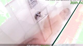 Shake The Snake - Red Blowjob Beauty with Big Natural Hooters Doing Shower Masturbation