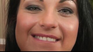 Young lusty dark hair Latina skank fucks wet cunt with glass dildo