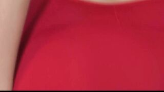 Hottie & Vulgar big-tit red-fellatio thot gets nude & finger-fucks wet pussy