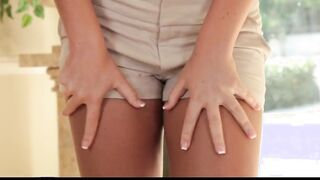 Freaky gigantic-tit blonde bimbo GF finger-fucks wet tight twat