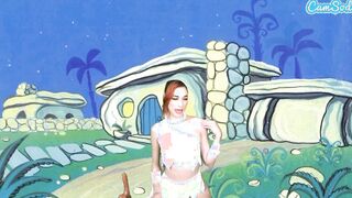 Adorable Teens Cosplay As Wilma Flintstone Masturbates And Blows Long Penis