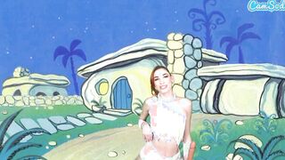 Adorable Teens Cosplay As Wilma Flintstone Masturbates And Blows Long Penis