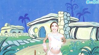 Adorable Teens Cosplay As Wilma Flintstone Masturbates And Blows Long Penis