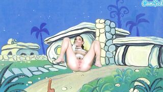 Adorable Teens Cosplay As Wilma Flintstone Masturbates And Blows Long Penis