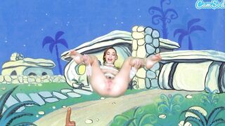 Adorable Teens Cosplay As Wilma Flintstone Masturbates And Blows Long Penis