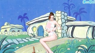 Adorable Teens Cosplay As Wilma Flintstone Masturbates And Blows Long Penis