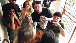 College chick roam the street twerking