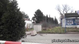 Look at the weird spots to urinate these girls found into the city