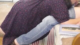 Cougar gave son a bj and stretched her booty for anal