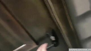 Outdoor orgasm into a pub with the lovense lush | Western dude & Mia Natalia Scene
