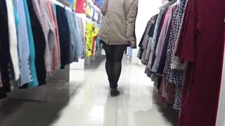 Voyeur into outdoor places looks under the skirts of girls with juicy butts.