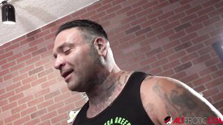 Big Titted tattooed up bombshell Amber Luke is inside the shop for a new tattoo
